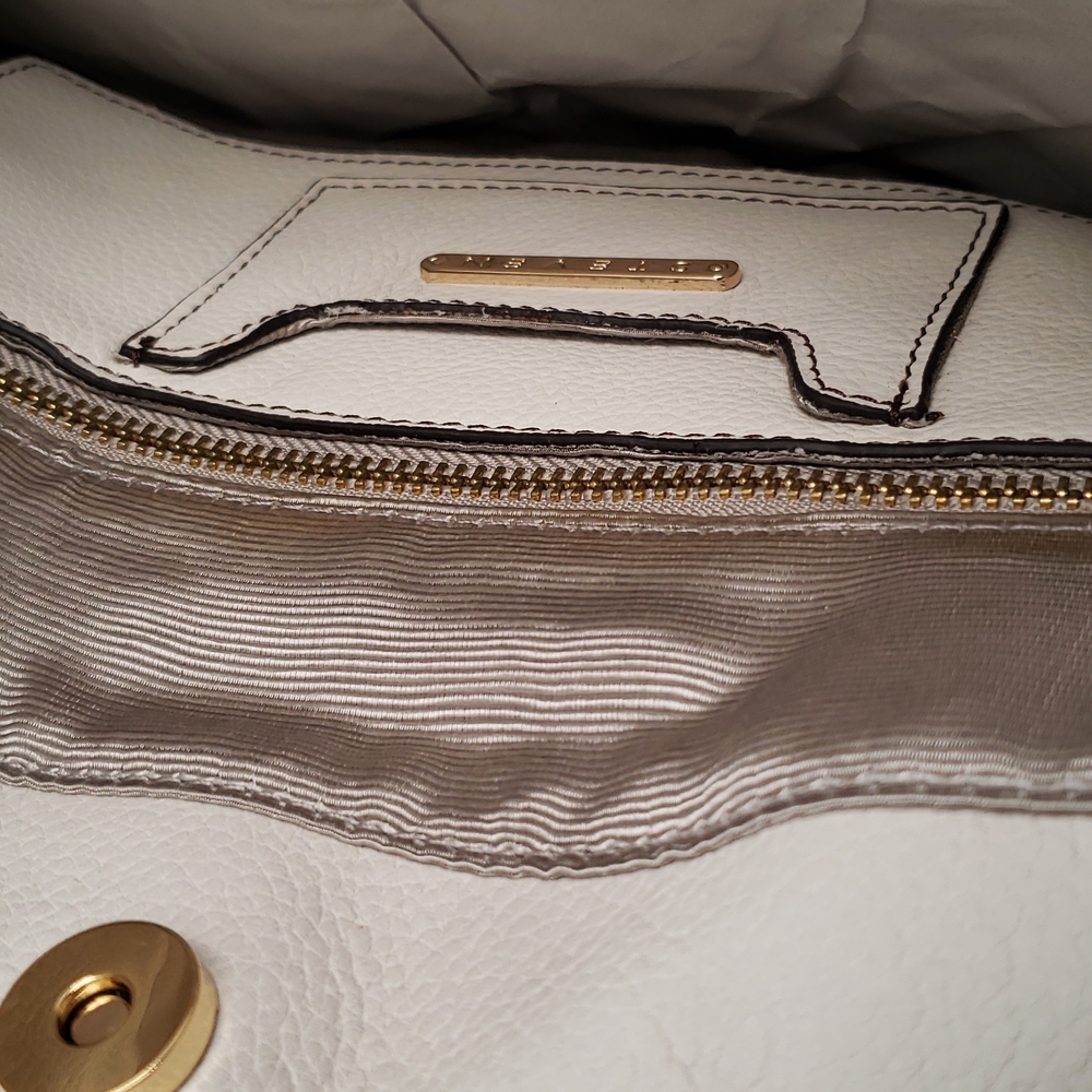 New Bag Leather Satchel Shopper Tote WHITE HandBag Purse NWT - Picture 12 of 16